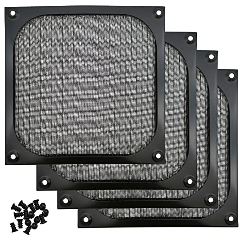 IMSurQltyPrise 140mm Desktop Computer Case Fan Dust Filter Grills Dustproof Case Cover with Screws, Aluminum Frame Ultra Fine Stainelss Steel Mesh, Black Color - 4 Pack - Image 1