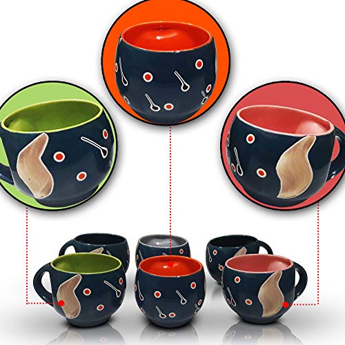 Mariner'S Creation Colorful Classic Tea Cup Sets Of 6 Ceramic - Unique Great Designed With Comfortable Strong Handle Serve Hot Tea And Coffee With Joy And Happiness - Multicolor - 149 Ml - Image 2