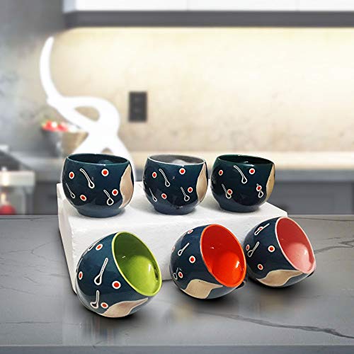 Mariner'S Creation Colorful Classic Tea Cup Sets Of 6 Ceramic - Unique Great Designed With Comfortable Strong Handle Serve Hot Tea And Coffee With Joy And Happiness - Multicolor - 149 Ml - Image 1