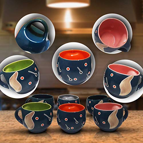 Mariner'S Creation Colorful Classic Tea Cup Sets Of 6 Ceramic - Unique Great Designed With Comfortable Strong Handle Serve Hot Tea And Coffee With Joy And Happiness - Multicolor - 149 Ml - Image 4