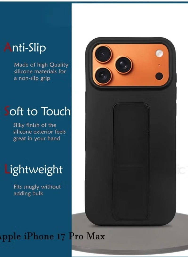 تايجر Case Cover for Apple iPhone 17 Pro Max with Magnetic Hand Grip – 3-in-1 Protective Phone Case in Sleek Black – Slim, Durable, Shock-Absorbent Cover with Built-In Magnetic Grip for Secure Handling, Stand Function & Maximum Protection – Compatible with iPhone 17 Pro Max - Image 2