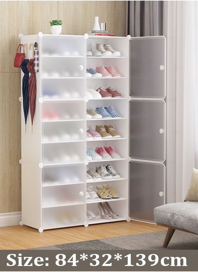 fashionhome - Multi-Tiers Household Adjustable New Design Modular Shoe Storage Rack with Hanger 84 x 32 x 139 Centimeter - Image 1
