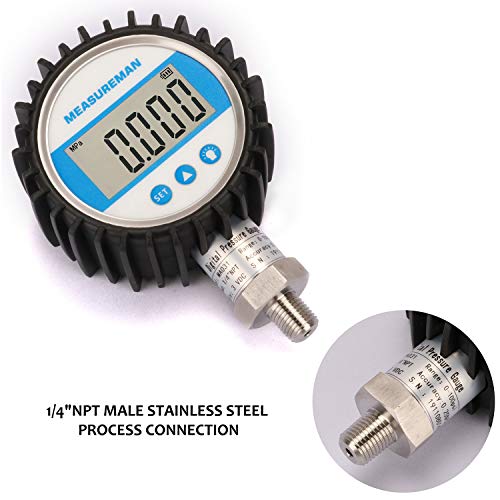 MEASUREMAN 3-1/8" Dial Size, Digital Pressure Gauge, 0-5000psi/bar/Mpa/Kpa, 1/4" NPT Lower Mount, 0.25% Accuracy - Image 5