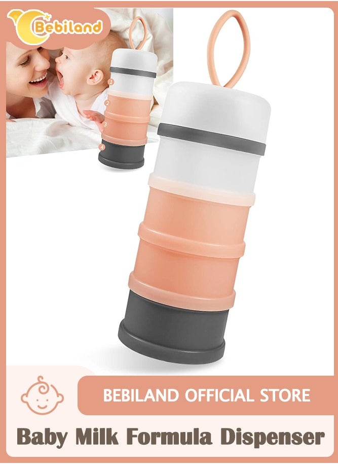 Bebiland Baby Milk Formula Dispenser, Spill Proof Baby Snack Storage Container, Stackable Travel Formula Container, Bpa Free (Pink)  - Image 1