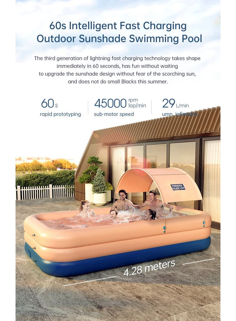 LIMOS Automatic Inflatable Swimming Pool with Sun Shade for Kids & Adults Family Pool - Image 2