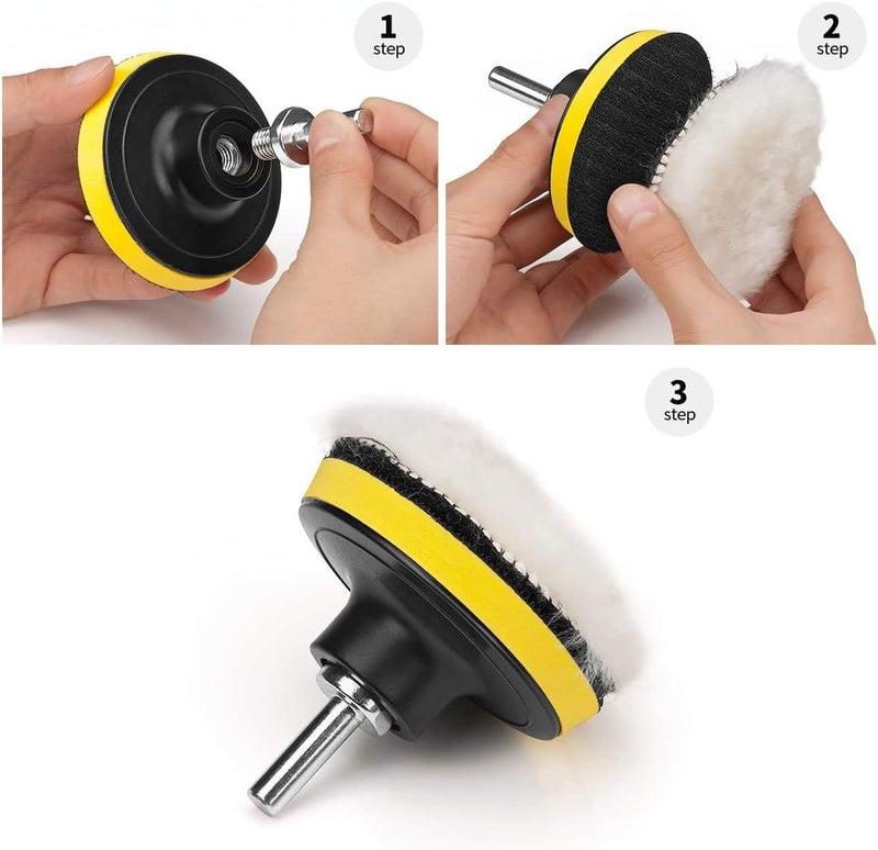 Petutu 3 Inch Buffing and Polishing Pads Kit 11PCS Buffing Pads with Drill Adapter Foam Polisher Pad for Car Waxing Safe silicone build - Image 4
