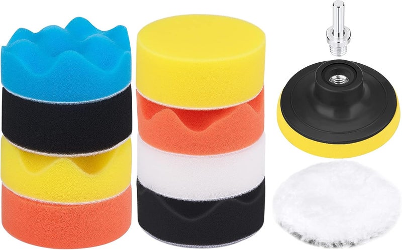 Petutu 3 Inch Buffing and Polishing Pads Kit 11PCS Buffing Pads with Drill Adapter Foam Polisher Pad for Car Waxing Safe silicone build - Image 1