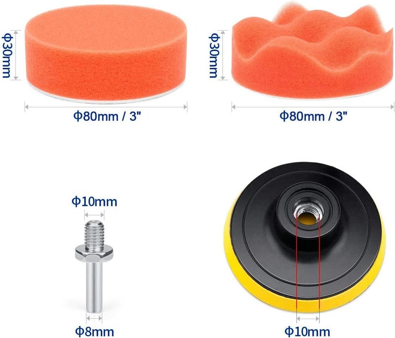 Petutu 3 Inch Buffing and Polishing Pads Kit 11PCS Buffing Pads with Drill Adapter Foam Polisher Pad for Car Waxing Safe silicone build - Image 2