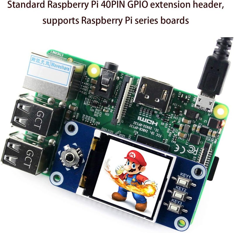 Waveshare 1.44inch LCD Display HAT for Raspberry Pi 3B+/3B/2B/3B+/Zero/Zero W,128x128 Pixels SPI Interface RGB, 65K Display Color ST7735S Driver - Image 2
