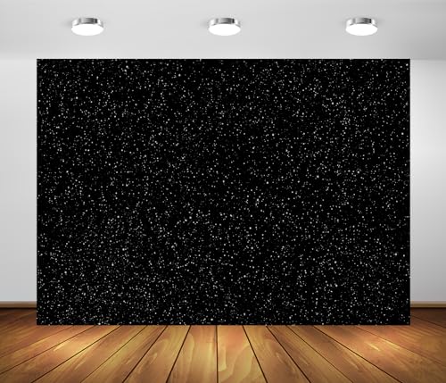 BELECO 7x5ft Fabric Black Starry Sky Backdrop Night Sky Stars Outer Space Galaxy Universe Background for Kids Birthday Party Cake Table Decoration Photo Booth Shoot Studio Props Wallpaper - Image 1