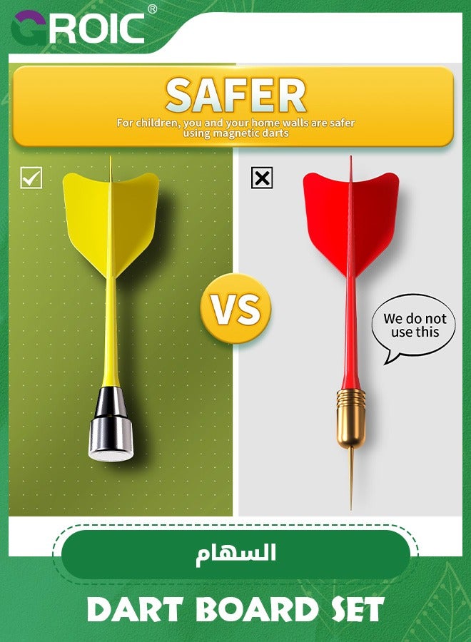 GROIC مجموعة لوحة السهام المغناطيسية ذات الوجهين، لوحات سهام مع 6 سهام، ألعاب حفلات داخلية وخارجية، لوحة سهام مغناطيسية للأطفال، ألعاب رياضية للحفلات الخارجية - Image 4