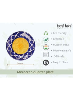 LOCALKALA LOCALKALA Local Kalas Ceramic Classic Moroccan Blue Puzzle QuarterSnack Plate 7 Inches Set of 2  - Image 4
