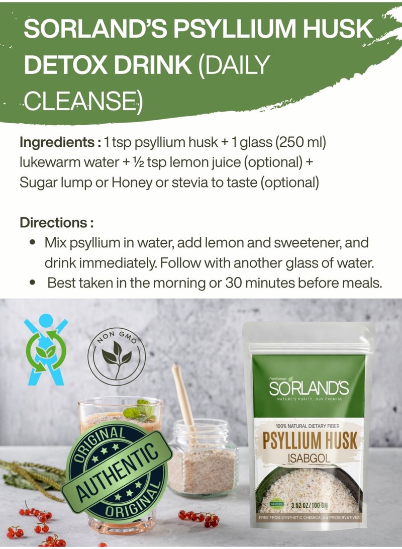 Sorland's Psyllium Husk Powder-Isabgol (100g)– Ultra Premium Grade,100% Natural Dietary Fiber for Digestive Wellness - Image 4
