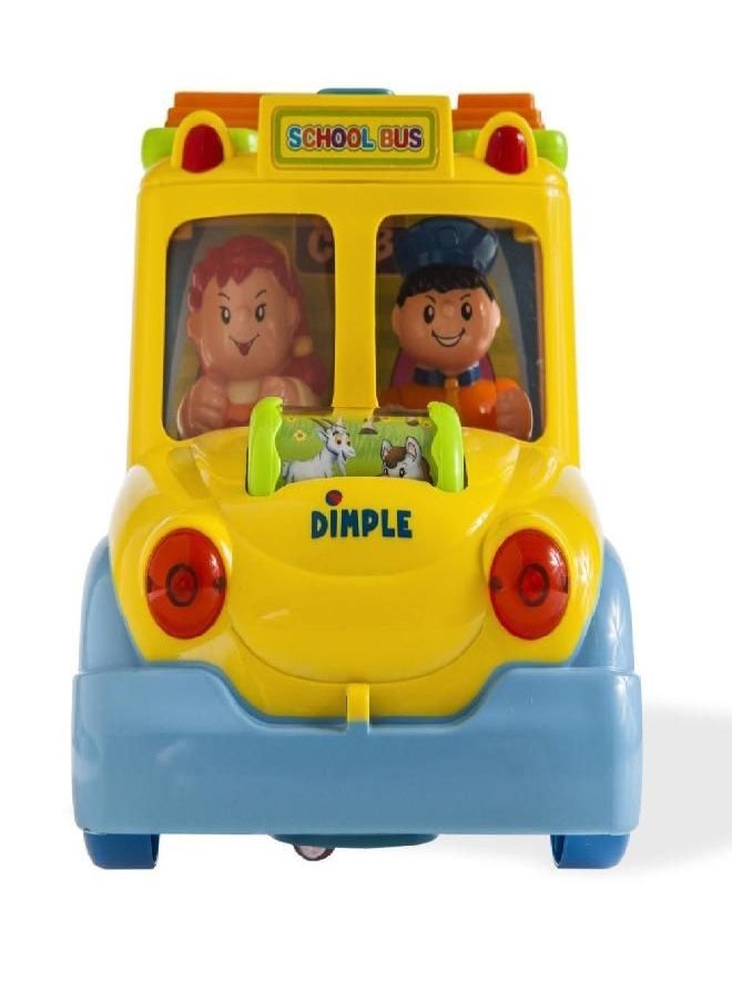 Dimple Educational Interactive School Bus Toy with Tons of Flashing Lights, Sounds, Responsive Gears and Knobs to Play with, Tons of Fun for Toddlers for Kids (Single)
