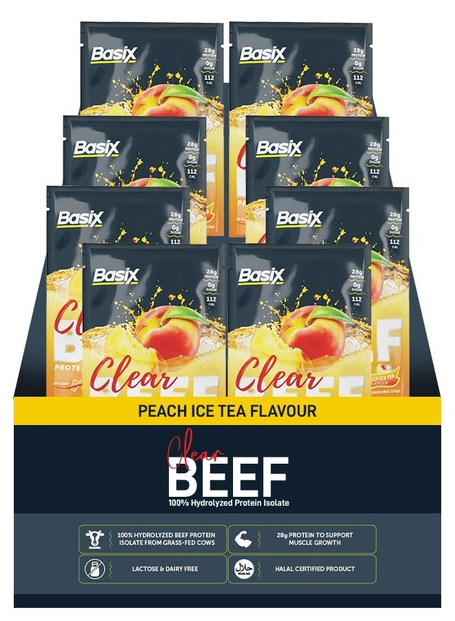 Basix Beef Protein Isolate Single Serve Sachets, Peach Ice Tea Flavour  8 X 30 G - Image 1