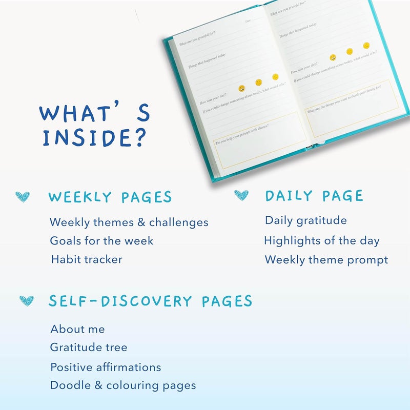 The Journal Lab My Little Big Day: A Daily Gratitude Journal for Kids Aged 5-12 both Boys & Girls, with Daily Writing Prompts, Weekly Themes & Fun Activities from (146 pages, Blue Book) - Image 4