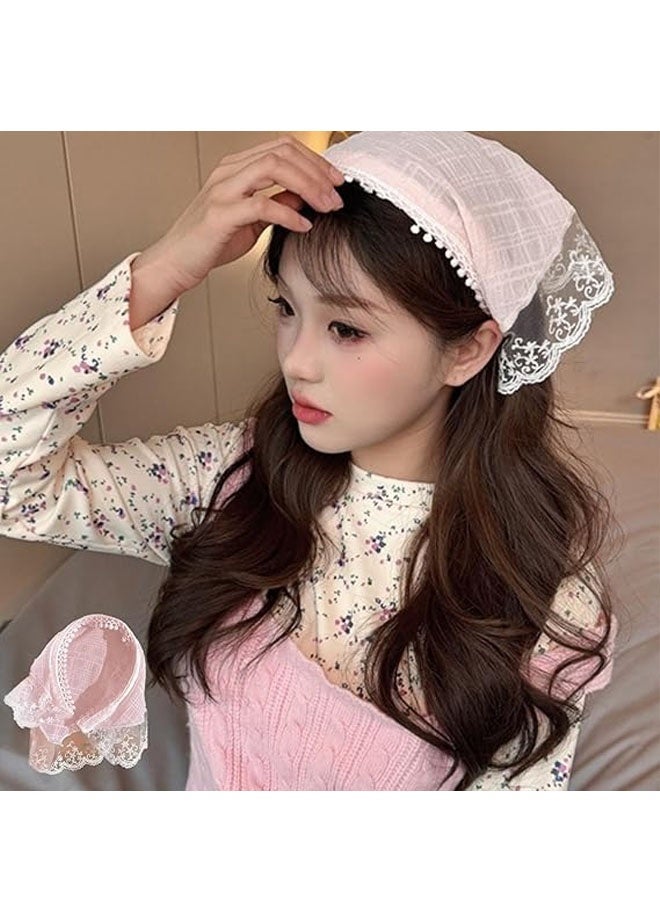 عبوة من قطعتين من عصابات الرأس المثلثة بوهو للنساء، وشاح شعر غير قابل للانزلاق، عمامة بوهيمية ناعمة، مثالية لتصفيف الشعر، وشاح شعر من الدانتيل - Image 5