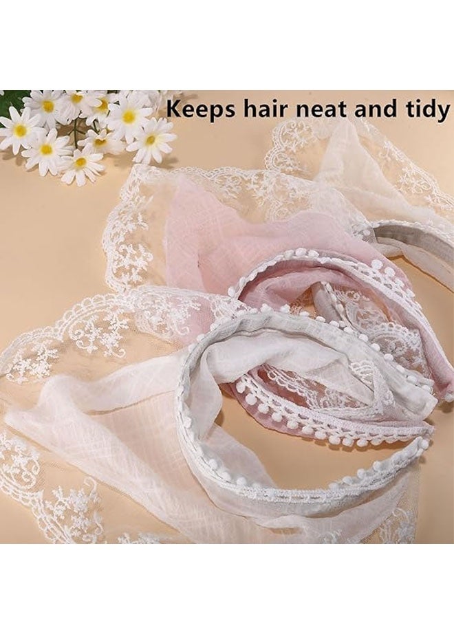 عبوة من قطعتين من عصابات الرأس المثلثة بوهو للنساء، وشاح شعر غير قابل للانزلاق، عمامة بوهيمية ناعمة، مثالية لتصفيف الشعر، وشاح شعر من الدانتيل - Image 4