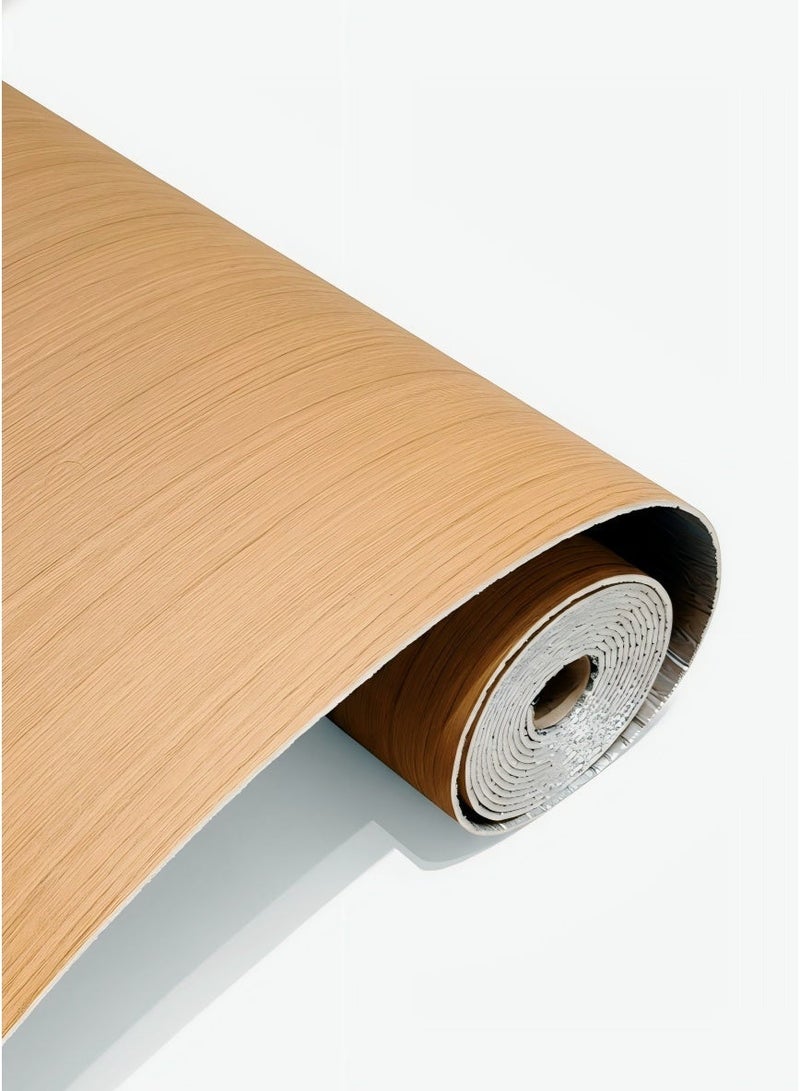 بريفو لفة ملصق حائط من فوم XPE السميك بتصميم خشب البلوط الفاتح غير اللامع – 120 × 300 سم، ذاتية اللصق، مقاومة للماء ومضادة للصدمات لتزيين الجدران - Image 1