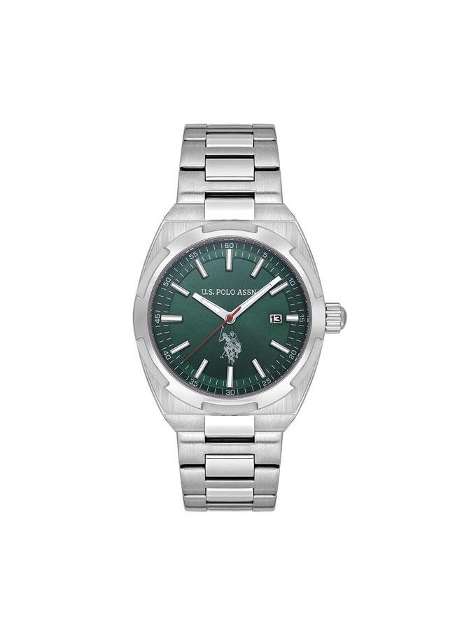 U.S. Polo Assn. Fundamental 42mm Men's Watch with Green Dial & Stainless Steel Bracelet  - Image 1