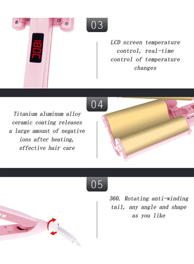 NIBEMINENT Egg Roll Water Corrugated Curling Iron Pink - Image 4