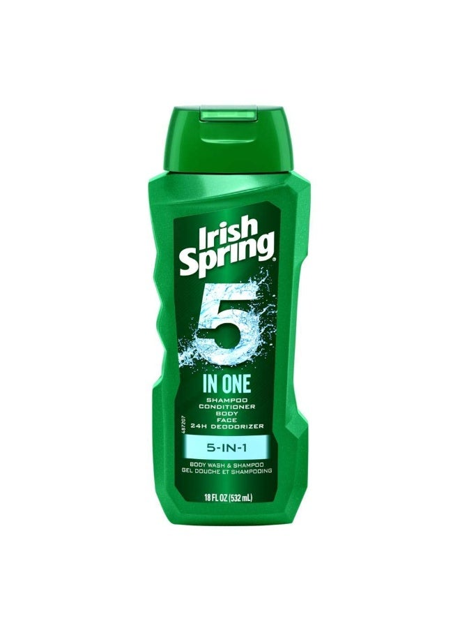 Irish Spring شامبو إيريش سبرينغ 5 في 1، بلسم، غسول للجسم، غسول للوجه ومزيل رائحة العرق، 18 أونصة (عبوة من 2)  - Image 4