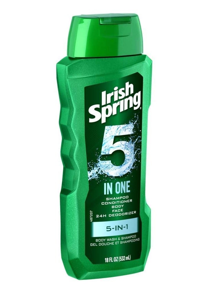 Irish Spring Irish Spring 5-in-1 Shampoo, Conditioner, Body Wash, Face Wash and Deodorizer, 18 oz (Pack of 2)  - Image 3