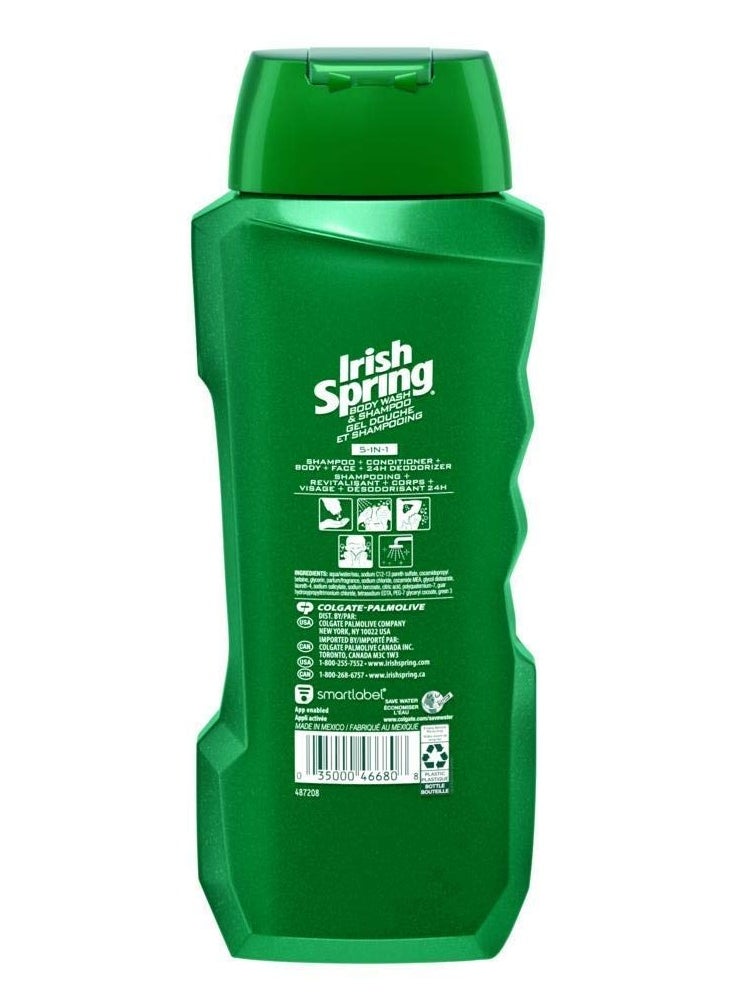 Irish Spring Irish Spring 5-in-1 Shampoo, Conditioner, Body Wash, Face Wash and Deodorizer, 18 oz (Pack of 2)  - Image 4