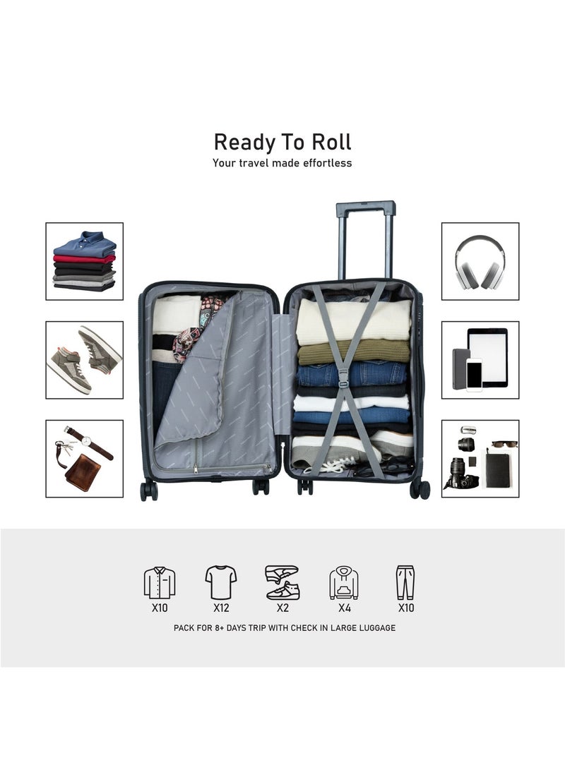 Eagle Express Cruiser Elite 24 Inch Hard Shell Suitcase, Scratch-Resistant PP Checked Luggage with Anti-Theft Zipper, 1-Year Warranty - Dark Blue - Image 4