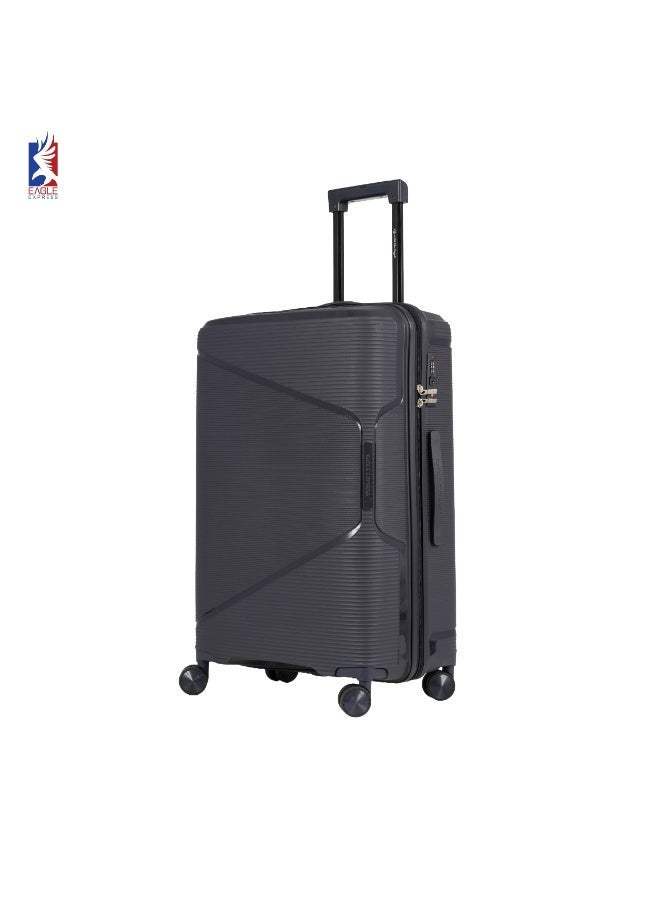 Eagle Express Cruiser Elite 24 Inch Hard Shell Suitcase, Scratch-Resistant PP Checked Luggage with Anti-Theft Zipper, 1-Year Warranty - Dark Blue - Image 1