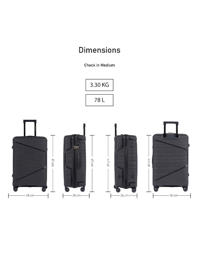 Eagle Express Cruiser Elite 24 Inch Hard Shell Suitcase, Scratch-Resistant PP Checked Luggage with Anti-Theft Zipper, 1-Year Warranty - Dark Blue - Image 3