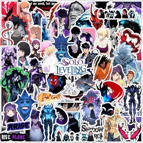 ThePaper9store Pack of 70+ Solo Leveling Stickers for Laptop, Phone Case, Guitar, Bike, Pc, Scrapbook etc. Waterproof Glossy Laminated Residue Free Anime Stickers - Image 1