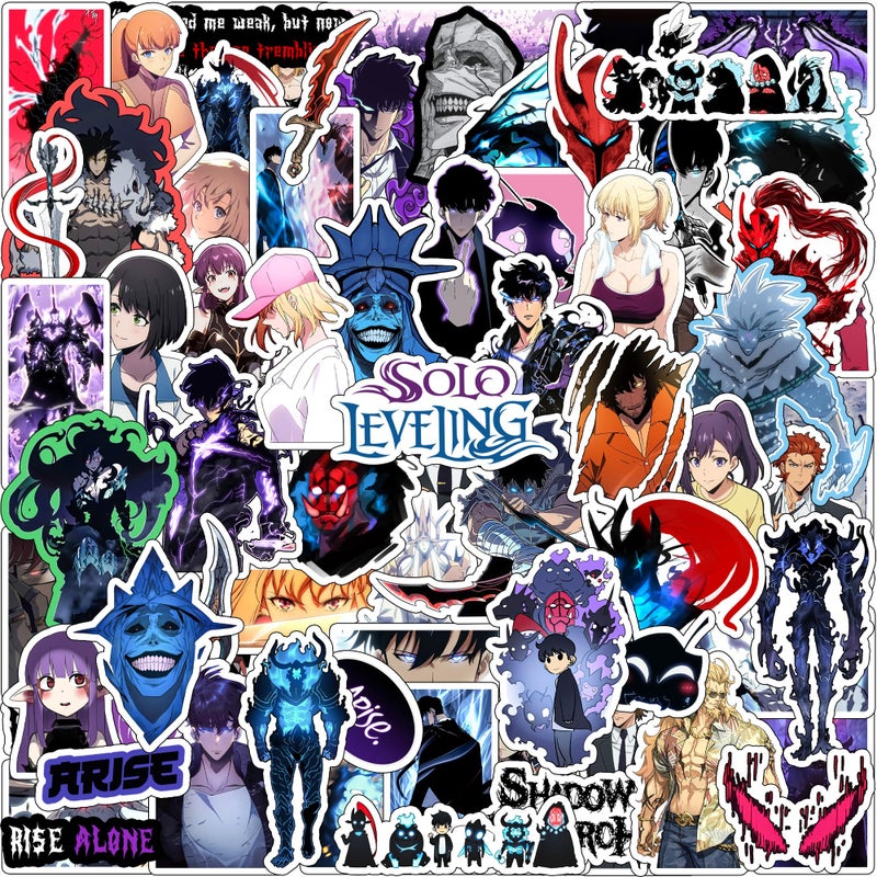 ThePaper9store Pack of 70+ Solo Leveling Stickers for Laptop, Phone Case, Guitar, Bike, Pc, Scrapbook etc. Waterproof Glossy Laminated Residue Free Anime Stickers - Image 4