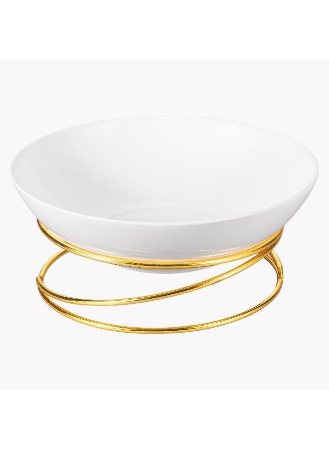 Home Box Neo Round Salad Bowl with Gold Stand - Image 2