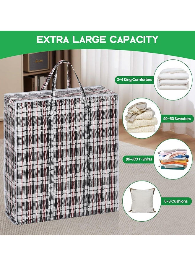 أكياس غسيل كبيرة، 4 قطع أكياس نقل منقوشة، حقيبة سفر متينة مع سحابات قوية ومقابض حمل للبطانيات والوسائد والملابس ومنزل السكن الجامعي والأمتعة ومنظم التعبئة والتغليف، 23 × 23 × 6 بوصة - Image 2