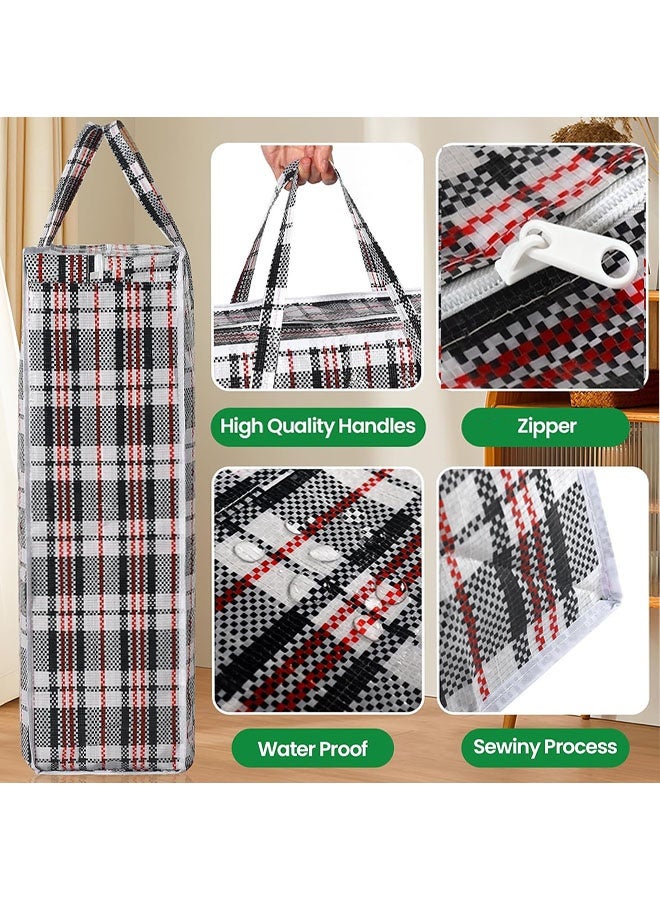 أكياس غسيل كبيرة، 4 قطع أكياس نقل منقوشة، حقيبة سفر متينة مع سحابات قوية ومقابض حمل للبطانيات والوسائد والملابس ومنزل السكن الجامعي والأمتعة ومنظم التعبئة والتغليف، 23 × 23 × 6 بوصة - Image 3