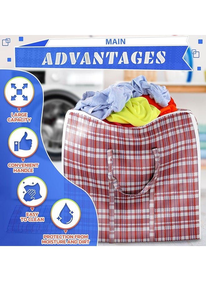 أكياس غسيل كبيرة، 4 قطع أكياس نقل منقوشة، حقيبة سفر متينة مع سحابات قوية ومقابض حمل للبطانيات والوسائد والملابس ومنزل السكن الجامعي والأمتعة ومنظم التعبئة والتغليف، 23 × 23 × 6 بوصة - Image 4