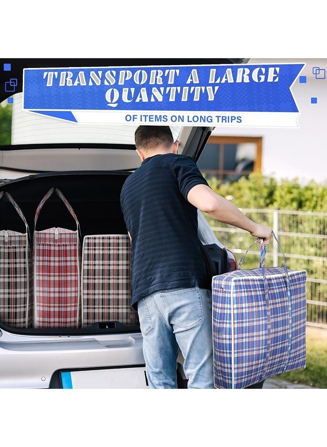 أكياس غسيل كبيرة، 4 قطع أكياس نقل منقوشة، حقيبة سفر متينة مع سحابات قوية ومقابض حمل للبطانيات والوسائد والملابس ومنزل السكن الجامعي والأمتعة ومنظم التعبئة والتغليف، 23 × 23 × 6 بوصة - Image 5