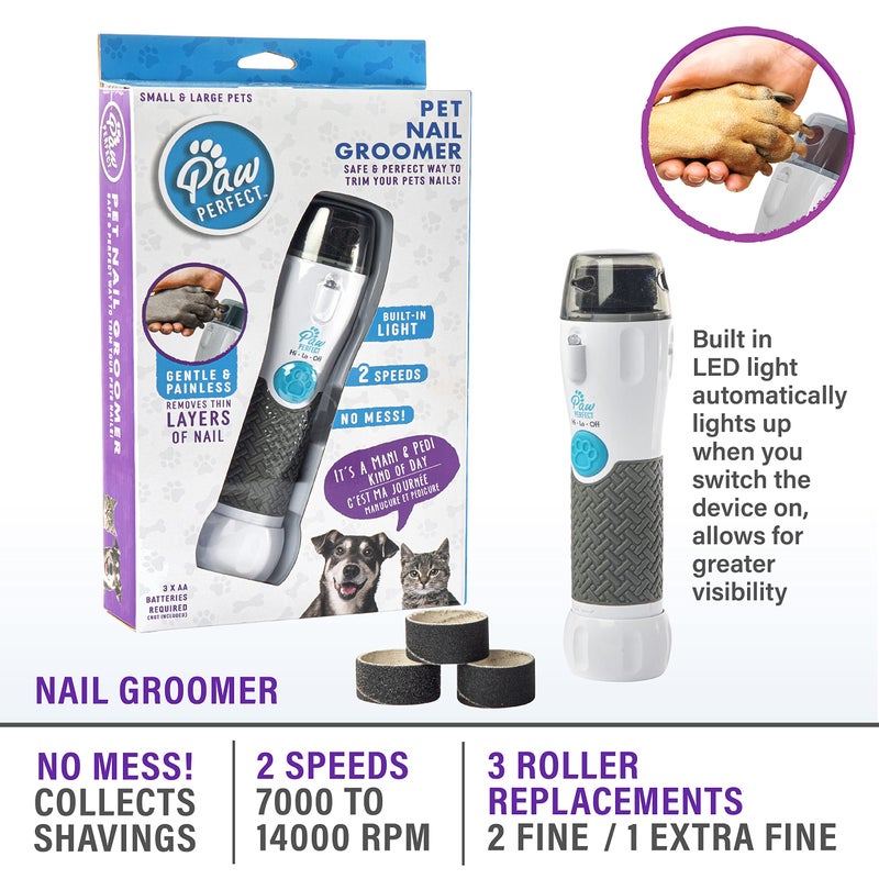Bell Howell Bell+Howell Pawperfect Cordless Dog and Cat Nail Trimmer Rotating File with Safety Guard, 5000-7000 RPM's, Gentle and Painless Dremel Dog Nail Grinder w/ 3 Modes with 3 Replacement Rollers - Image 4