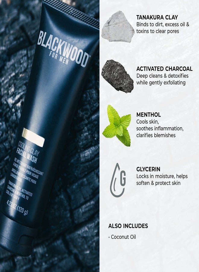 Blackwood For Men Cooling Clay Face Wash - Activated Charcoal, Menthol, & Tanakura Clay Cleanser & Mask for Deep Cleansing & Acne Treatment - Sulfate Free, Paraben Free, & Cruelty Free (7.41 oz) - Image 4