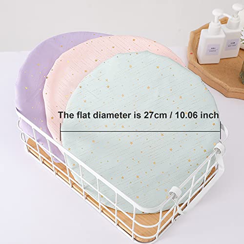 Qeuly 2 Pack Waterproof Shower Cap, Reusable Shower Cap for Women, Elastic Bathing Shower Hat Double Layers Bathing Hair Cap PEVA Lined Shower Hair Bath Cap (Pink Dots / Star) - Image 5