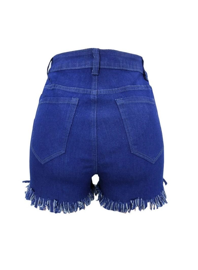 Loquat Stylish Mid-rise Fringed Trousers Cuffs Women's Denim Shorts  - Image 2