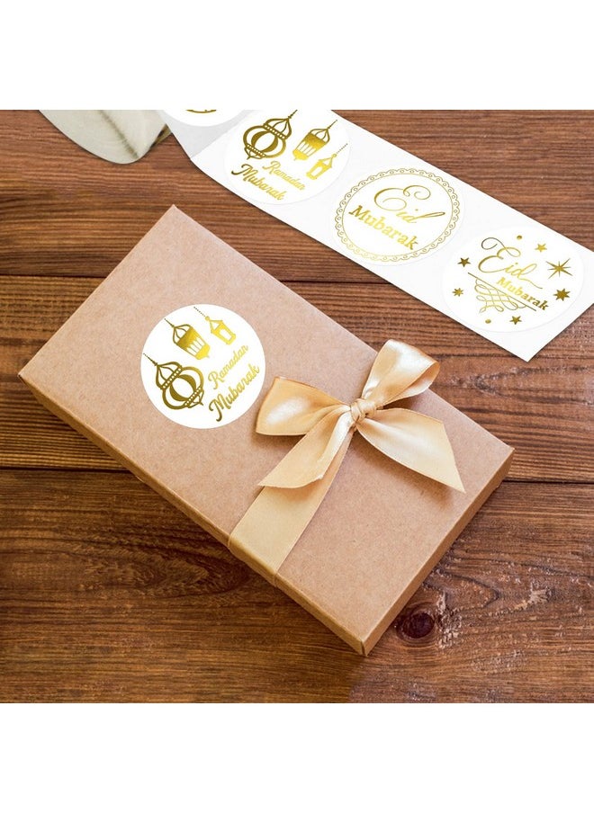 Fancy Land - Gold Foil Ramadan Stickers 500Pcs Ramadan Kareem Eid Stickers Mubarak Perforated Roll Gift Tag Kids - Image 1