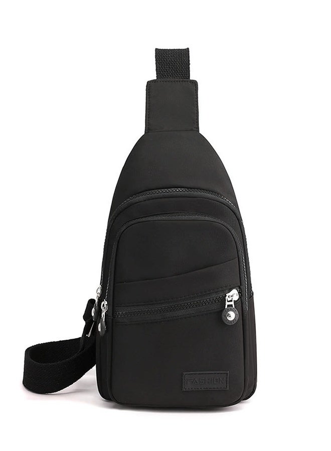Generic Sling Bag Backpack, Anti Theft Chest Shoulder Bag Crossbody Gym Daypack with Earphone Hole for Outdoor Cycling Travel Hiking Men Women(BLACK)  - Image 1