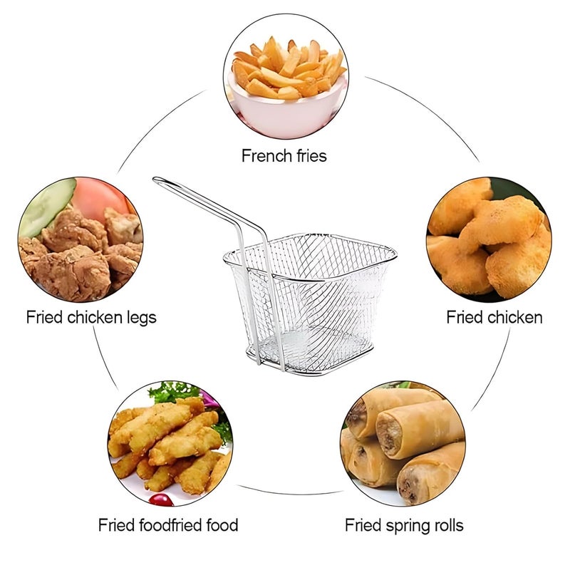 WINHONW 8pcs Mini Square Fry Bakests French Fries Basket 41x33x26Inches Table Serving Frying Chips Baskets French Fry Holder for Kitchen Restaurant Party BarbecueSilver - Image 3