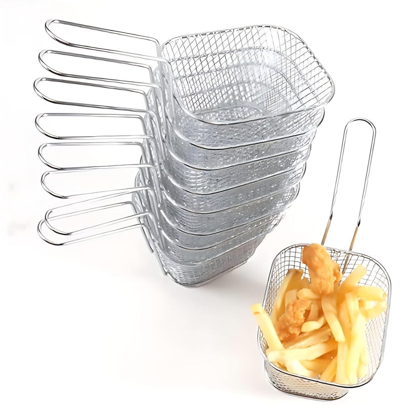 WINHONW 8pcs Mini Square Fry Bakests French Fries Basket 41x33x26Inches Table Serving Frying Chips Baskets French Fry Holder for Kitchen Restaurant Party BarbecueSilver - Image 4
