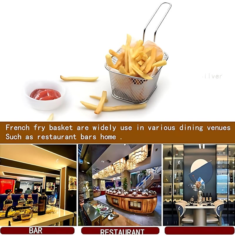 WINHONW 8pcs Mini Square Fry Bakests French Fries Basket 41x33x26Inches Table Serving Frying Chips Baskets French Fry Holder for Kitchen Restaurant Party BarbecueSilver - Image 2