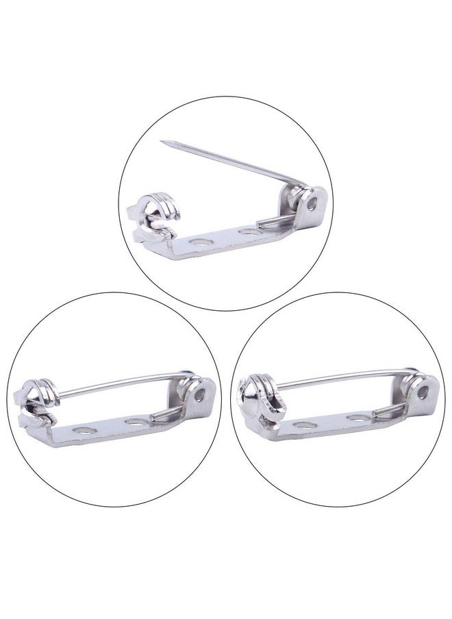BronaGrand 100Pcs 20Mm Stainless Steel Bar Pins Brooch Pin Backs Safety Catch Pins Craft Pin Back Clasp Brooch With 2 Holes, Silver  - Image 2