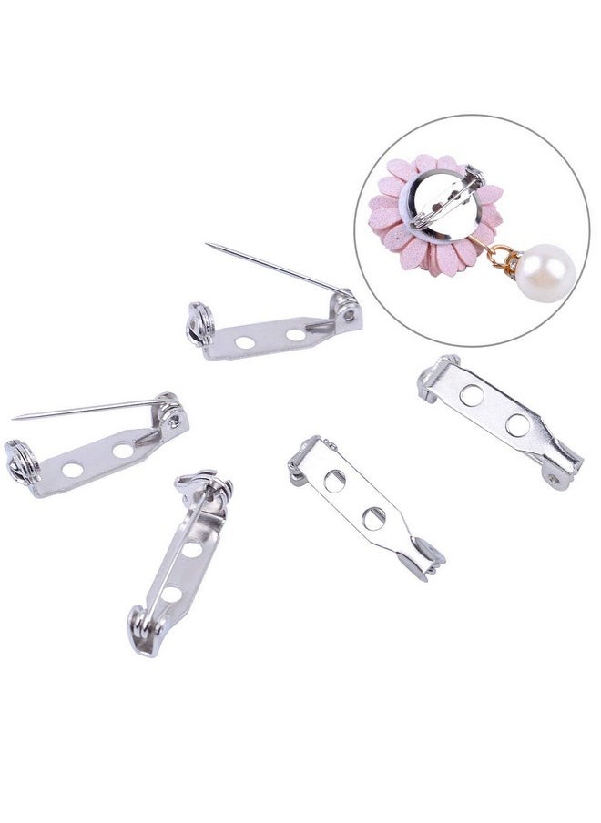 BronaGrand 100Pcs 20Mm Stainless Steel Bar Pins Brooch Pin Backs Safety Catch Pins Craft Pin Back Clasp Brooch With 2 Holes, Silver  - Image 1