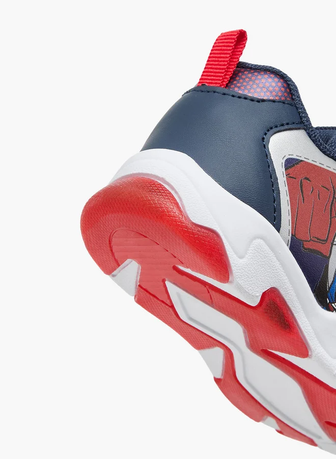 MARVEL Boys Captain America Print Light-Up Sneakers with Hook and Loop Closure